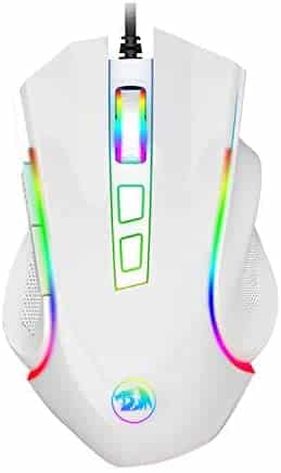 Redragon M602 RGB Wired Gaming Mouse RGB Spectrum Backlit Ergonomic Mouse Griffin Programmable with 7 Backlight Modes up to 7200 DPI for Windows PC Gamers (White)