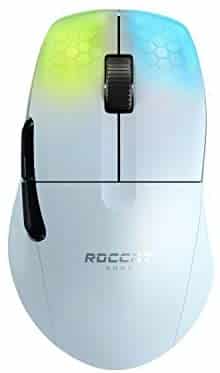 ROCCAT Kone Pro Air Ergonomic Performance Wireless PC Gaming Mouse with 19K DPI Optical Sensor, Aluminum Scroll Wheel, & AIMO RGB Lighting – White