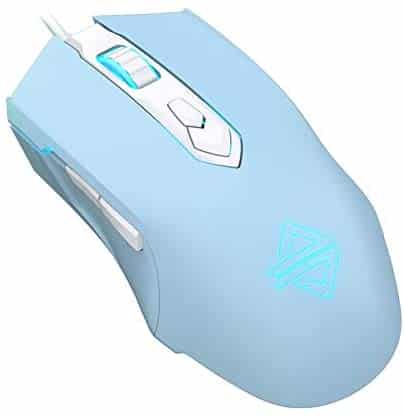 Lomiluskr AJ52 Gaming Mice Wired, Programmable 7 Buttons, Computer Mice with RGB LED Backlit, 200-4800 DPI Adjustable,for Windows/Mac OS/Linux (SkyBlue)
