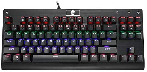 HUO JI E-Yooso Z-77 Mechanical Gaming Keyboard with Rainbow LED Backlit, Brown Switches, Tenkeyless 87 Keys Anti-Ghosting for Mac, PC, Black