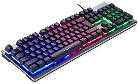 Wired Illuminated Gaming Keyboard for PC/Computer/Laptop, CODORIX Full-Sized Gaming Keyboard with Rainbow Lighting and 19 Anti-Ghosting Keys, Black
