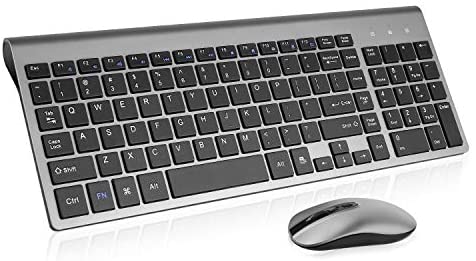 Wireless Keyboard Mouse Combo, cimetech Compact Full Size Wireless Keyboard and Mouse Set 2.4G Ultra-Thin Sleek Design for Windows, Computer, Desktop, PC, Notebook – (Grey)