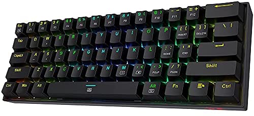 Redragon K630 Dragonborn 60% Wired RGB Gaming Keyboard, 61 Keys Compact Mechanical Keyboard with Tactile Brown Switch, Pro Driver Support, Black