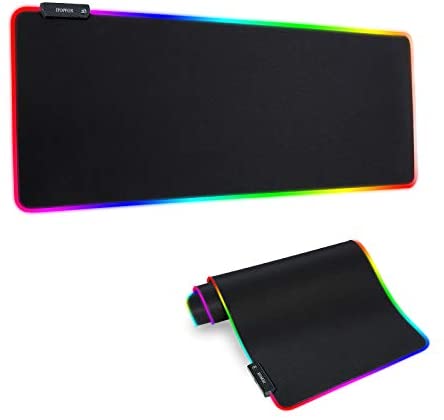 RGB Gaming Mouse Mat Pad – Large Extended Led Mousepad with 14 Lighting Modes 2 Brightness, Anti-Slip Rubber Base with Waterproof Coating Mouse Mat for Gamer 800×300×4mm/31.5×11.8×0.16 inch