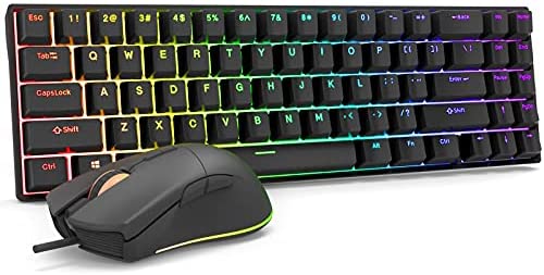RK ROYAL KLUDGE RK71 Wireless/Wired Mechanical Keyboard and 7200 DPI Gaming Mouse, 71 Keys RGB Red Switch Hot Swappable Compact Gaming Keyboard for Win/Mac