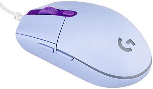 Logitech G203 Prodigy Wired Gaming Mouse, 8,000 DPI, RGB, Lightweight, 6 Programmable Buttons, On-Board Memory, Compatible with PC / Mac – Lilac