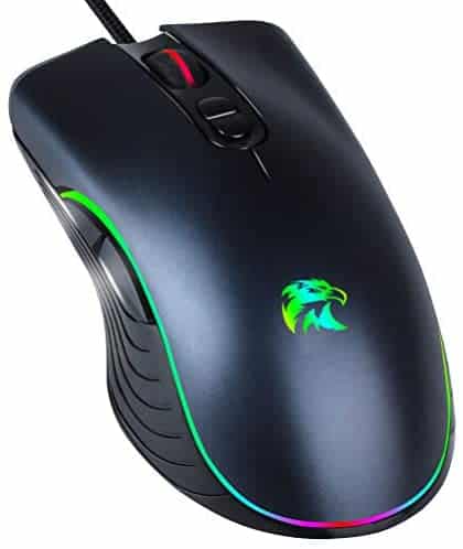 Gaming Mouse Wired Mouse USB Optical Computer Mice with RGB Backlit 6400 DPI Optical Sensor 7 Buttons for Windows 7/8/10/XP Vista Linux