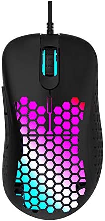 Lightweight Gaming Mouse, Honeycomb USB Wired Ergonomic Mouse with Backlight,RGB Gaming Mouse for Mac Laptop Computer (Black)