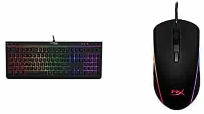 HyperX Alloy Core RGB – Membrane Gaming Keyboard, Comfortable Quiet Silent Keys with RGB LED Lighting Effects & Pulsefire Surge – RGB Wired Optical Gaming Mouse, Pixart 3389 Sensor up to 16000 DPI
