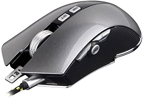 Programmable Gaming Mouse, 9 Customizable Keys, Adjustable Weight, Aluminum Alloy Base, 4 DPI Setting Modes up to 4800 (X8-Gray)
