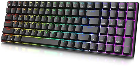 RK ROYAL KLUDGE RK100 2.4G Wireless/Bluetooth/Wired RGB Mechanical Keyboard, 100 Keys 3 Modes Connectable Hot Swappable Brown Switch Gaming Keyboard for Win/Mac