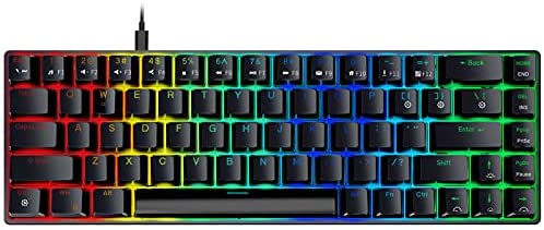 NPET K61 60% Mechanical Gaming Keyboard, RGB Backlit Ultra-Compact Gaming Keyboard, Mini Wired Computer Keyboard with Brown Switches for Windows PC Gamers (68 Keys, Black)