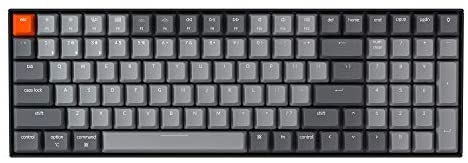 Keychron K4 Wireless Mechanical Gaming Keyboard with White LED Backlight/Gateron Blue Switch/Wired USB C/96% Layout, 100 Keys Bluetooth Computer Keyboard for Mac Windows PC Gamer – Version 2