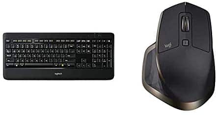 Logitech K800 Wireless Illuminated Keyboard — Backlit Keyboard, Fast-Charging, Dropout-Free 2.4GHz Connection & MX Master Wireless Mouse –High-Precision Sensor,Speed-Adaptive Scroll Wheel – Meteorite