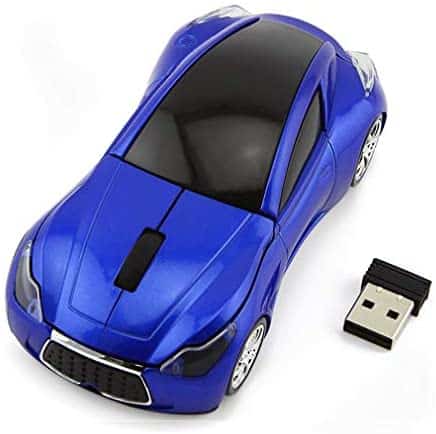 Sport Car Shape Mouse 2.4GHz Wireless Optical Gaming Mice 3 Buttons DPI 1600 Mouse for PC Laptop Computer (Blue)