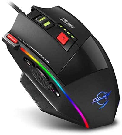 Zelotes C17 RGB Gaming Mouse,6400 DPI,8-Piece Weight Tuning Set,Ergonomic Mouse for Laptop, PC,Black