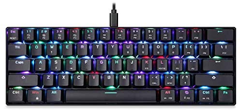 Motospeed 60% Mechanical Keyboard Portable 61 Keys RGB LED Backlit Type-C USB Wired Office/Gaming Keyboard for Mac, Android, Windows（Red Switch）