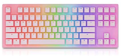 EPOMAKER AKKO Sakura 87 Keys RGB Wired Mechanical Keyboard with Acrylic Translucent Case, PBT Pudding Keycaps for Gaming/Mac/Win (Gateron Orange Switch, Sakura)