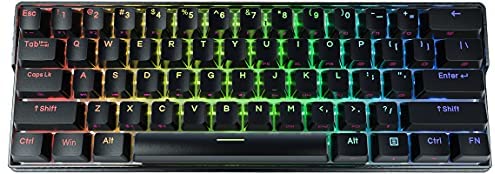 KEMOVE Shadow Wired/Wireless 60% Mechanical Gaming Keyboard,Hot Swappable Keyboard RGB Backlit PBT Keycaps Full Keys Programmable – 3000mAh Battery (Gateron Red Switch)