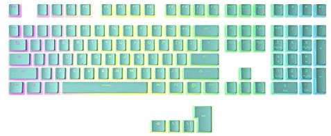 HK Gaming 108 Double Shot PBT Pudding Keycaps Keyset for Mechanical Gaming Keyboard MX Switches (Cyan)
