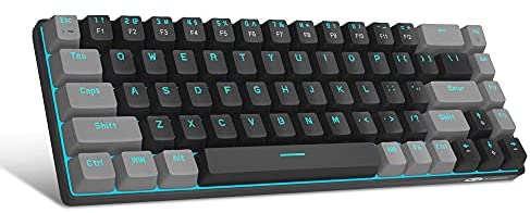 Portable 60% Mechanical Gaming Keyboard, MageGee MK-Box LED Backlit Compact 68 Keys TKL Wired Office Keyboard with Red Switch for Windows Laptop PC Mac – Black/Grey