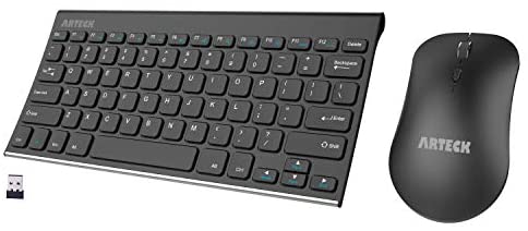 Arteck 2.4G Wireless Keyboard and Mouse Combo Ultra Compact Slim Stainless Full Size Keyboard and Ergonomic Mouse for Computer / Desktop / PC / Laptop and Windows 10/8/7 Build in Rechargeable Battery