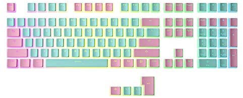 HK Gaming 108 Double Shot PBT Pudding Keycaps Keyset for Mechanical Gaming Keyboard MX Switches (Miami)