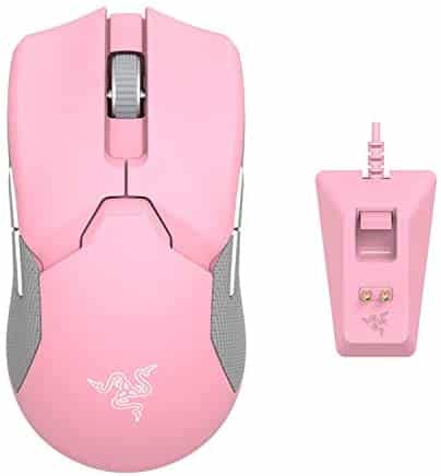 Razer Viper Ultimate Lightest Wireless Gaming Mouse & RGB Charging Dock: HyperSpeed Wireless Technology – Quartz Pink (Renewed)