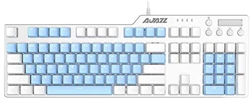 AJAZZ AK35I Mechanical Gaming Keyboard – Brown Switches – PBT Keycaps – White-Blue Matching – White Backlit – Multimedia Keys – White