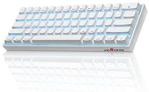 60% Keyboard, Velocifire M1 TKL61WS Bluetooth Mechanical Gaming Keyboard 61-Key Tactile Brown Switch Mini Mechanical Keyboard with Ice Blue Backlit(White)