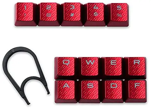 HUYUN FPS Backlit Key Caps Replacement for Corsair Cherry MX Key Switch Gaming Keyboards (Red)