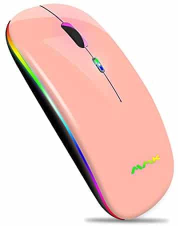 Wireless Bluetooth Mouse for Laptop, Rechargeable Mouse 2.4G USB Optical Wireless Mouse, LED Slim Dual Mode(Bluetooth 5.0 and 2.4G) Wireless Mouse for Laptop, PC, Mac OS , Android , Windows(Pink)