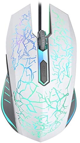 Gaming Mouse Wired, USB Optical Computer Mice with RGB Backlit, 4 Adjustable DPI Up to 2400, Ergonomic Gamer Laptop PC Mouse with 6 Programmable Buttons for Windows 7/8/10/XP Vista Linux