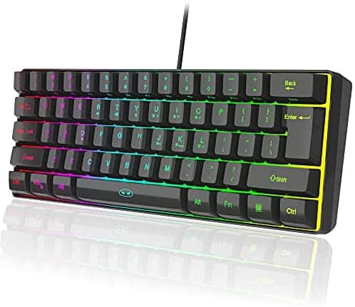 60% Wired Gaming Keyboard, RGB Backlit Ultra-Compact Mini Keyboard, Mechanical Feeling Membrane Mini Compact 61 Keys Keyboard for PC/Mac Gamer, Typist, Travel, Easy to Carry on Business Trip(Black)