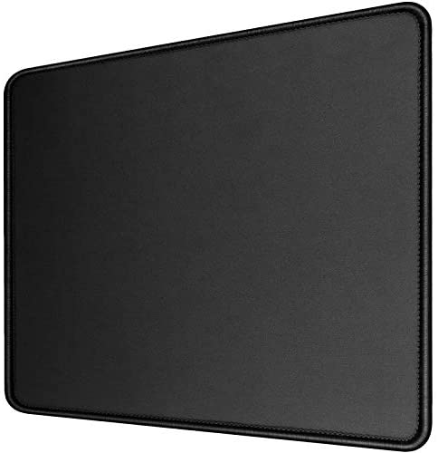 [35% Larger] Gaming Mouse Pad 12x10x1/8. Delicate Stitched Edges & Non-Slip Natural Rubber Base, Premium-Textured & Waterproof Mousepad, Mouse Mat for Computer, Laptop, PC, Office & Home, Black