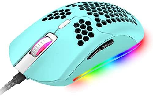 Wired Lightweight Gaming Mouse,6 RGB Backlit Mouse with 7 Buttons Programmable Driver,6400DPI Computer Mouse,Ultralight Honeycomb Shell Ultraweave Cable Mouse for PC Gamers,Xbox,PS4(Red) (Green)