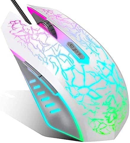 VersionTECH. Wired Gaming Mouse, Ergonomic USB Optical Mouse Mice with Chroma RGB Backlit, 1200 to 3600 DPI for Laptop PC Computer Games & Work – White (Renewed)