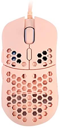 HK Gaming Mira M Ultra Lightweight Honeycomb Shell Wired RGB Gaming Mouse – Up to 12 000 cpi | 6 Buttons – 63g Only (Mira-M, Rose Quartz)