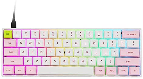 Epomaker SK61S 61 Keys Bluetooth 5.1 Hot Swappable Mechanical Keyboard with RGB Backlit, NKRO, Water-Resistant, Type-C Cable for Win/Mac/Gaming (Gateron Optical Red, Pink)