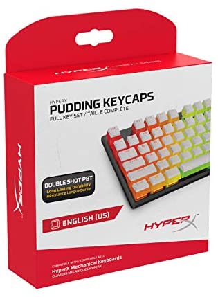 HyperX Pudding Keycaps – Double Shot PBT Keycap Set with Translucent Layer, for Mechanical Keyboards, Full 104 Key Set, OEM Profile, English (US) Layout – White