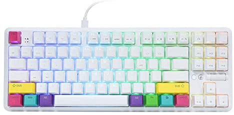 EPOMAKER Ajazz K870T 87 Keys Bluetooth Wired/Wireless Mechanical Keyboard with RGB Backlit, Type C Cable, 2000mAh Battery, NKRO for Gamer (Ajazz Red Switch, White)