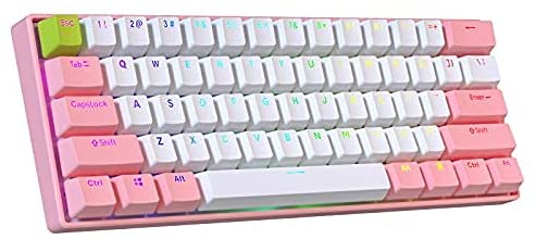 BOYI 60% Mechanical Gaming Keyboard,BOYI 61 Mini RGB Cherry Switch PBT Keycap 60% RGB Mechanical Gaming Keyboard(Pink Color, Cherry Blue Switch)