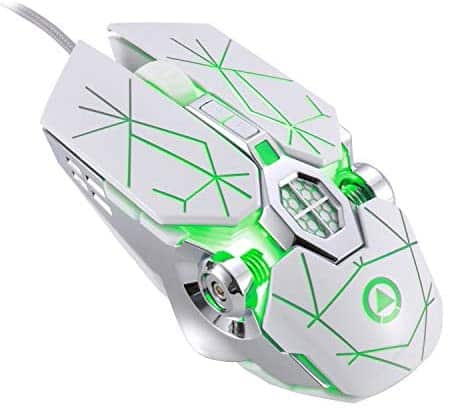 LingAo Gaming Mechanical Mouse, Wired, Silent Click, Ergonomic Shape,3200DPI, 7 Buttons, Backlit, Computer Mice Support Macro Definition for PC,Laptop, MacBook – White