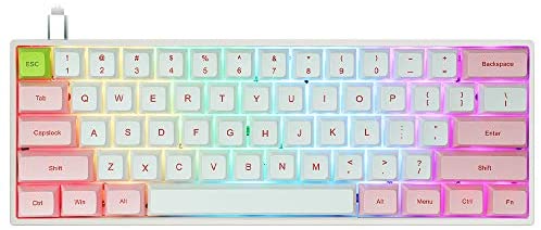 YUNZII SK61 Pink Hotswap Mechanical Gaming Keyboard with Optical Switch, RGB, Programmable Custom Keyboard (Gateron Red Switch, Pink 61 Keys)