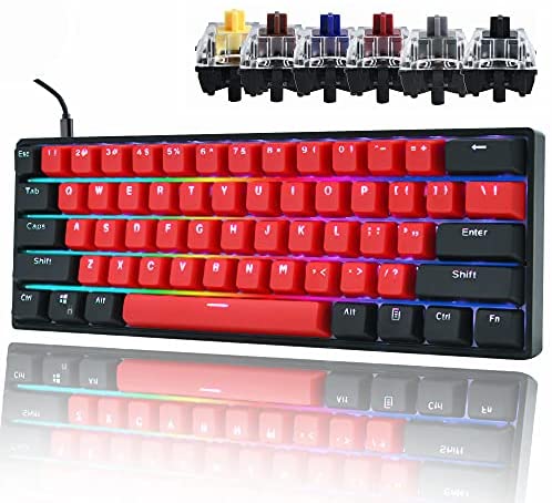 SK61 Hotswap Mechanical Gaming Keyboard with Optical Switch Gk61 Custom RGB Backlit LED keycaps Programmable for Ps4 (Gateron Brown, Milan)