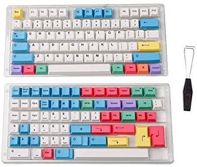 HK Gaming Dye Sublimation Keycaps – Cherry Profile – Thick PBT Keysets for Mechanical Keyboard (139 Keys, Chalk)