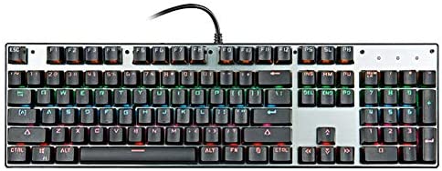 Mechanical Keyboard Dust Proof with Backlight Green Shaft Anti Ghosting B Interface ABS Universal Ergonomic Gaming for PC Home Office Portable and Play(104 KeysMetal Color)
