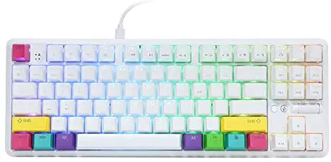 EPOMAKER Ajazz K870T 87 Keys Bluetooth Wired/Wireless Mechanical Keyboard with RGB Backlit, Type C Cable, 2000mAh Battery, NKRO for Gamer (Ajazz Black Switch, White)