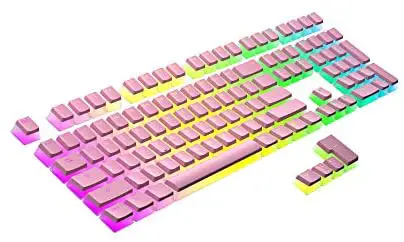 HK Gaming 108 Double Shot PBT Pudding Keycaps Keyset for Mechanical Gaming Keyboard MX Switches (Pink)