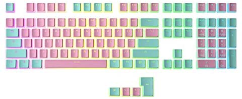 HK Gaming 108 Double Shot PBT Pudding Keycaps Keyset for Mechanical Gaming Keyboard MX Switches (Miami Vice)